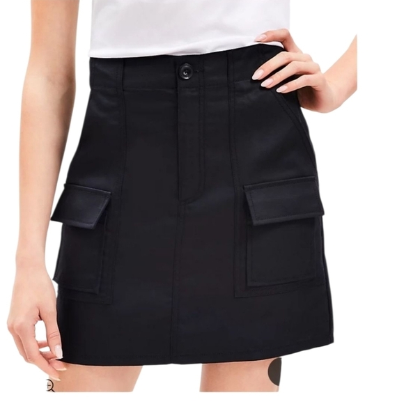 LOFT Dresses & Skirts - LOFT Black Cargo Lined Linen Blend A-Line Skirt 12
